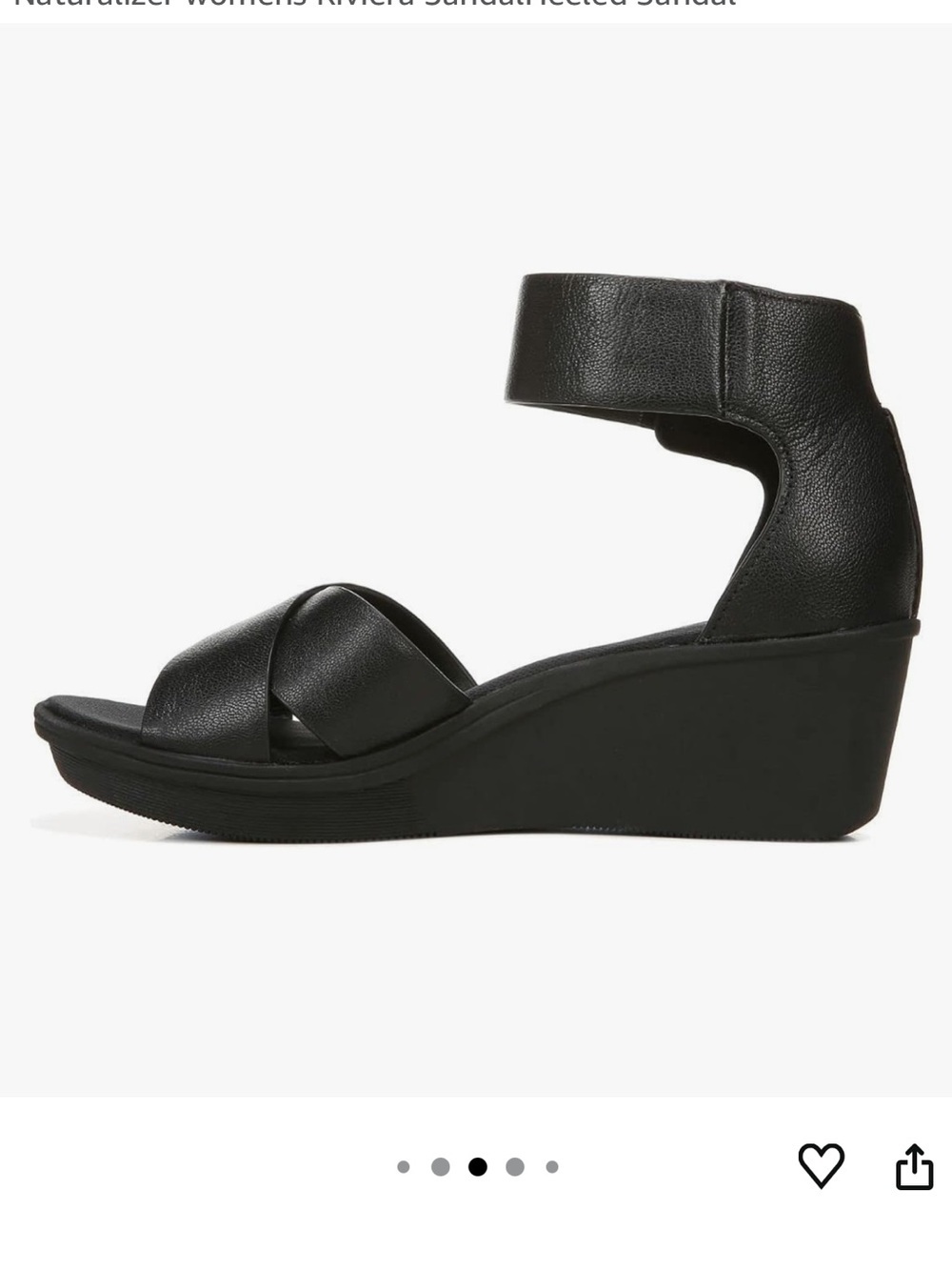 Naturalizer Riviera Black Ankle-Strap Wedge Sandal